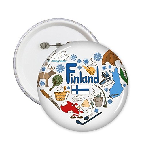Badge rond Finlande drapeau et animaux pins touristique pour collectionneur de souvenirs lot de 5