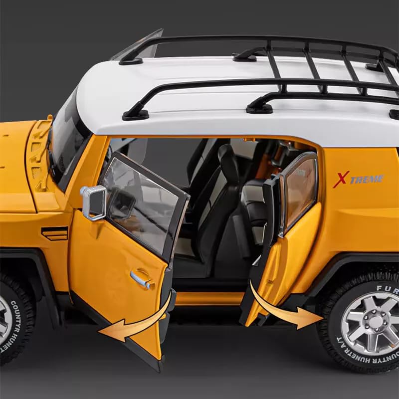 Image of Invite Enterprise Compatible for 1:24 Toyota FJ Cruiser Toy Car Model, Diecast Collectible Pull Back Model Car with Sound and Light, Toy Gift Vehicles for Adults Kids Boys Girls, Yellow