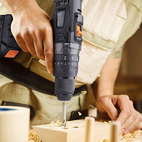 Akku Bohrschrauber, 18V max. 2 variable Geschwindigkeiten, 1/2" Metallfutter, Schlagbohrmaschine mit LED, AKK – Bild 4