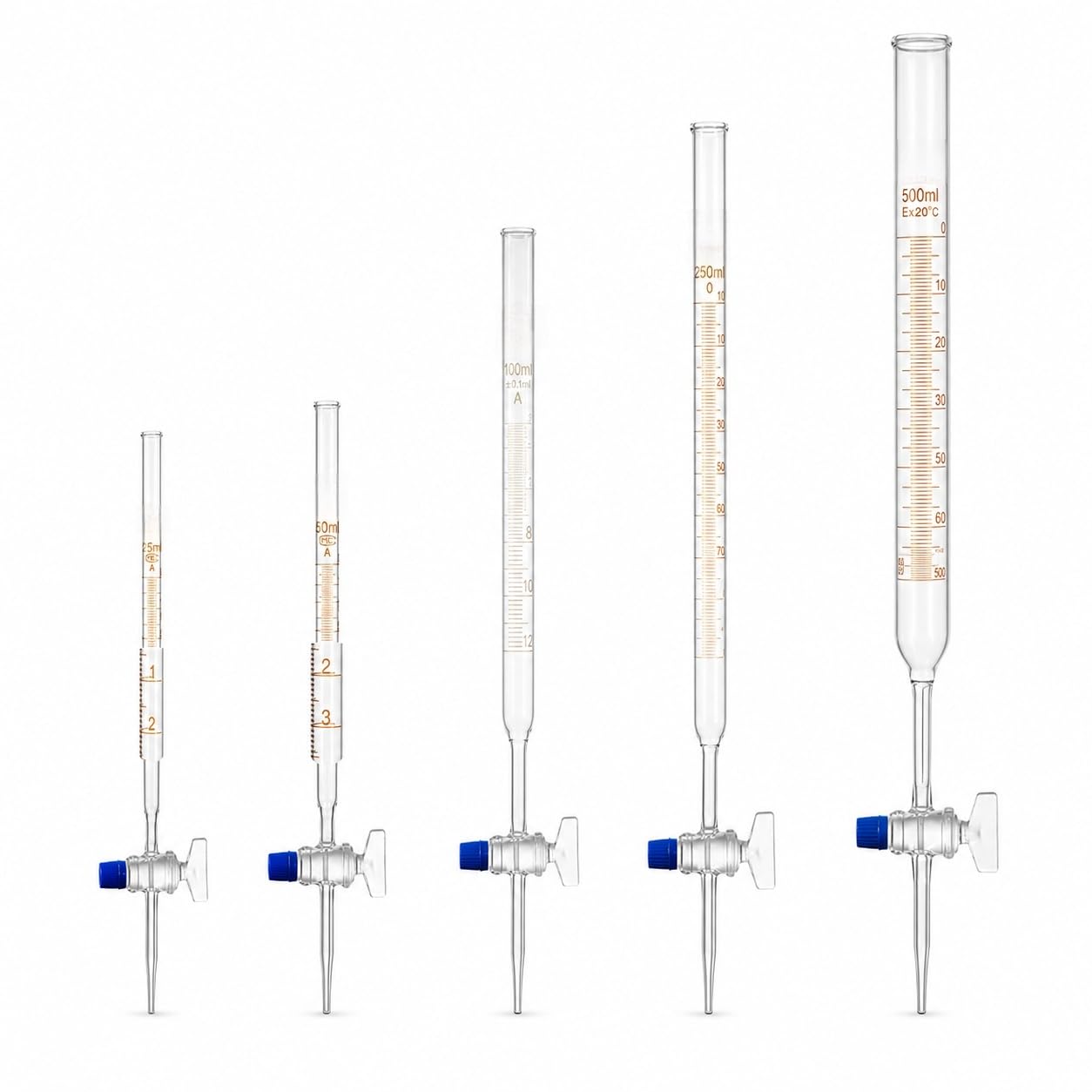Saure Labor-Volumenbürette mit Glasküken-Ventil-250mL | Vielseitiges Quantitatives Labor-Glasgerät für Chemielabor und Analyse