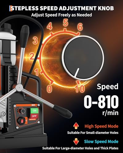 Image of Garvee Magnetic Drill, 1650W 1.57 inch Boring Diameter, 2922lbf Power Portable Magnetic, 810 PRM, 10-Speed,with 10Pcs Drill Bits 3Pcs Twist Drill and 1Pcs Plastic Box for Metal Surface, Industrial