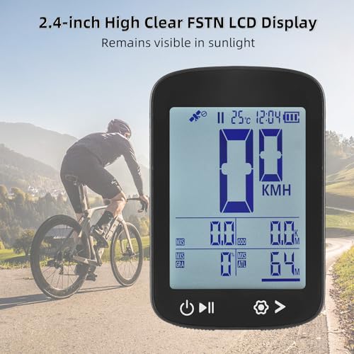 SENECESLI Fahrradcomputer Wireless GPS, Radfahren mit 3,7 V 500 mAh Akku, 5 Sterne Positionierung, 2,4 Zoll FSTN LCD Anzeige