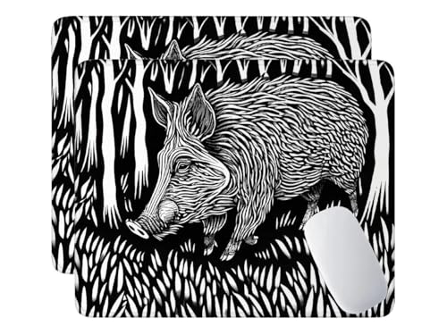 HHQGOUYG Alfombrilla de Ratón para Juegos 180x230x3 mm, 2 Pcs Alfombrilla Ratón Jabalí, Alfombrilla de Ratón de Sobremesa para Portátil, Alfombrilla de Ratón con Base de Goma Antideslizante Y-985