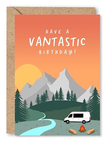 Funny Van Life Birthday Card for Men, Women, Him, Her, Travel Lovers, Motor Home, Camper Van, Camping, Van Conversion, Adventure - 'Have A Vantastic Birthday' | Blank Inside & Envelope Included
