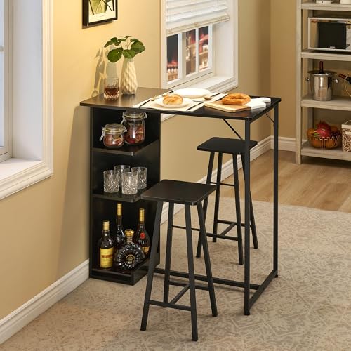 Litake Bartisch Set, Tresentisch mit 2 Barhocker, Esstisch...