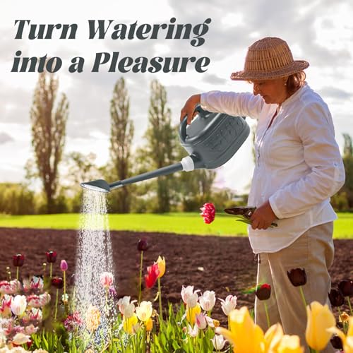 Image of 1 Gallon Watering Can, Garden Watering Can Outdoor, Plant Water Can with Removable Long Spout and Stainless Steel Sprinkler Head, Plastic Indoor Watering Cans for Gardening Flower Plants