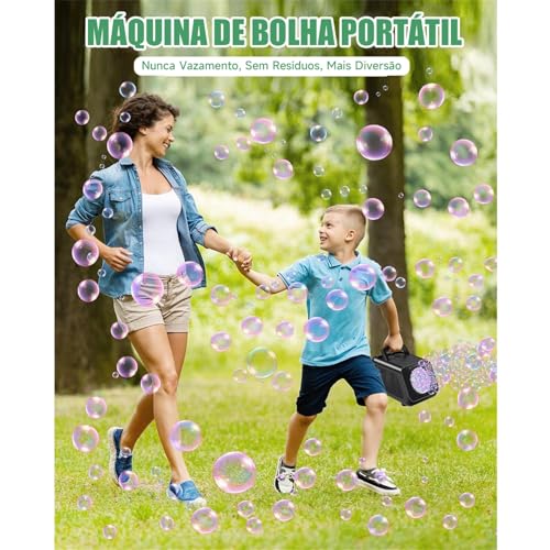 LuxLam MÁQUINA DE BOLHAS SOPRADOR AUTOMÁTICO DE BOLHAS PORTÁTIL,Maquina De Bolha De Sabão Elétrica D