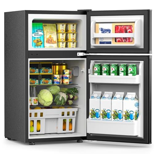 Image of COWSAR Mini Fridge with Freezer, 3.2 Cu.Ft Mini Refrigerator, 2-Door Small Refrigerator for Bedroom, Energy-efficient Compact Fridge for Dorm, Office, Apartment - Food & Drink Storage