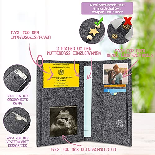 Marvelights Mutterpasshülle aus Filz für Deutschen Mutterpass – Geschenk für Schwangere und werdende Mütter (Regenbogen) – Ansicht 2
