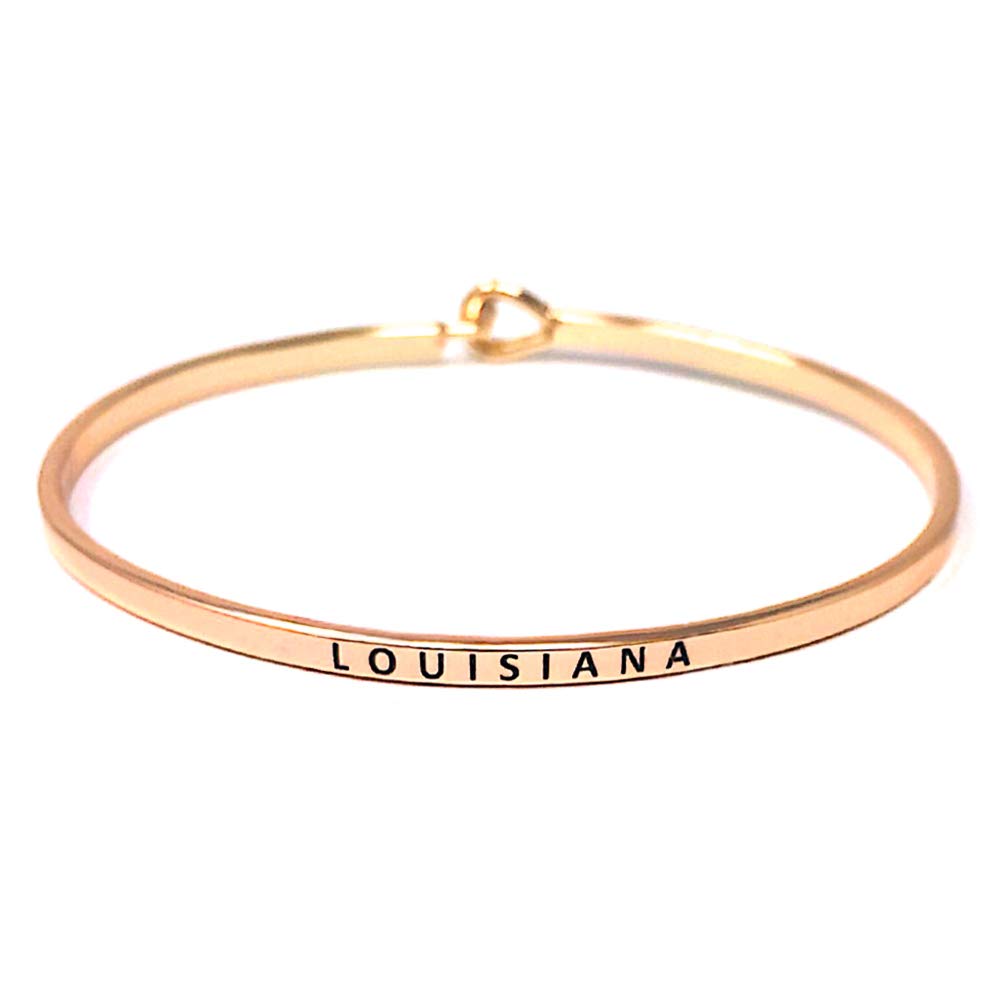 Me PlusInsporational 11 State Engraved Thin Bangle Hook Bracelet Gold, Silver, Rose Gold