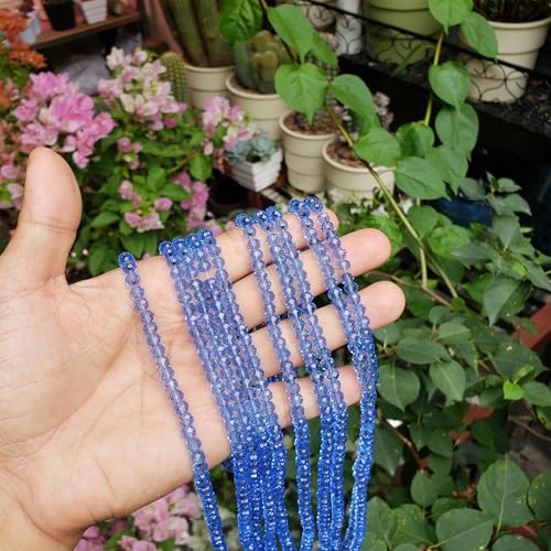 Image of 6mm Rondelle Glass Beads for Jewelry Making, Faceted Briolette Crytal Spacer Beads for Bracelet Necklace Earring, Light Blue 720pcs