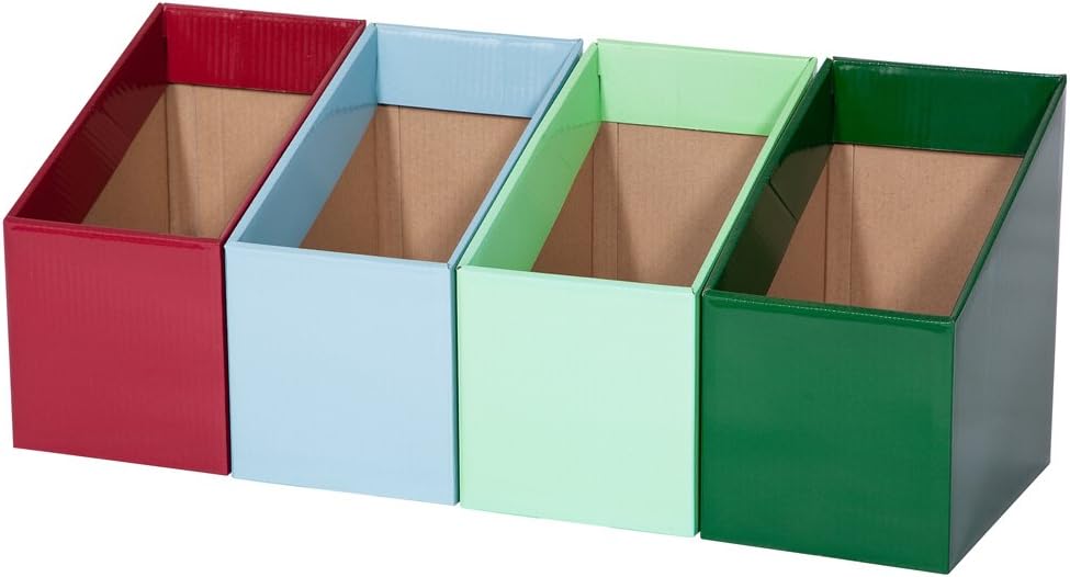 Book Box , 20 Pack. Colorful School & Office Book Storage & Display Boxes . By Classroom Innovations 6.75" x 10"11" 5 X Each Dark Green,Light Green,Ruby Sapphire (CIBBMIX3019962243028)