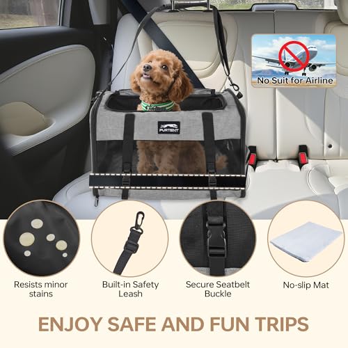 Furtent Soft Sided Two Cats Dog Carrier up to 25 lbs, Portable Mesh Pet Travel Bag for Medium Puppy Big Cats, Collapsible Puppy Crate Home Outdoor 20x13x13in, Grey — view 2