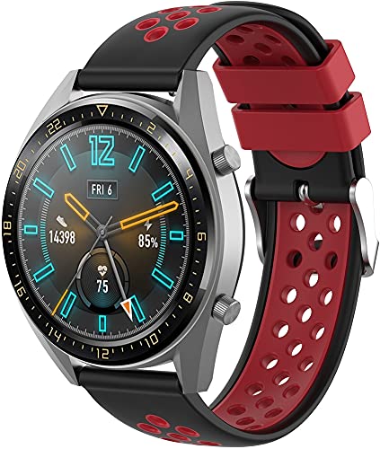 Bracelet de montre en silicone compatible avec Garmin Venu / Venu SQ / Venu Sq Music / Vivomove HR Sport / Venu 2 plus, boucle en acier inoxydable brossé noir (20 mm, motif B), 20mm Cover