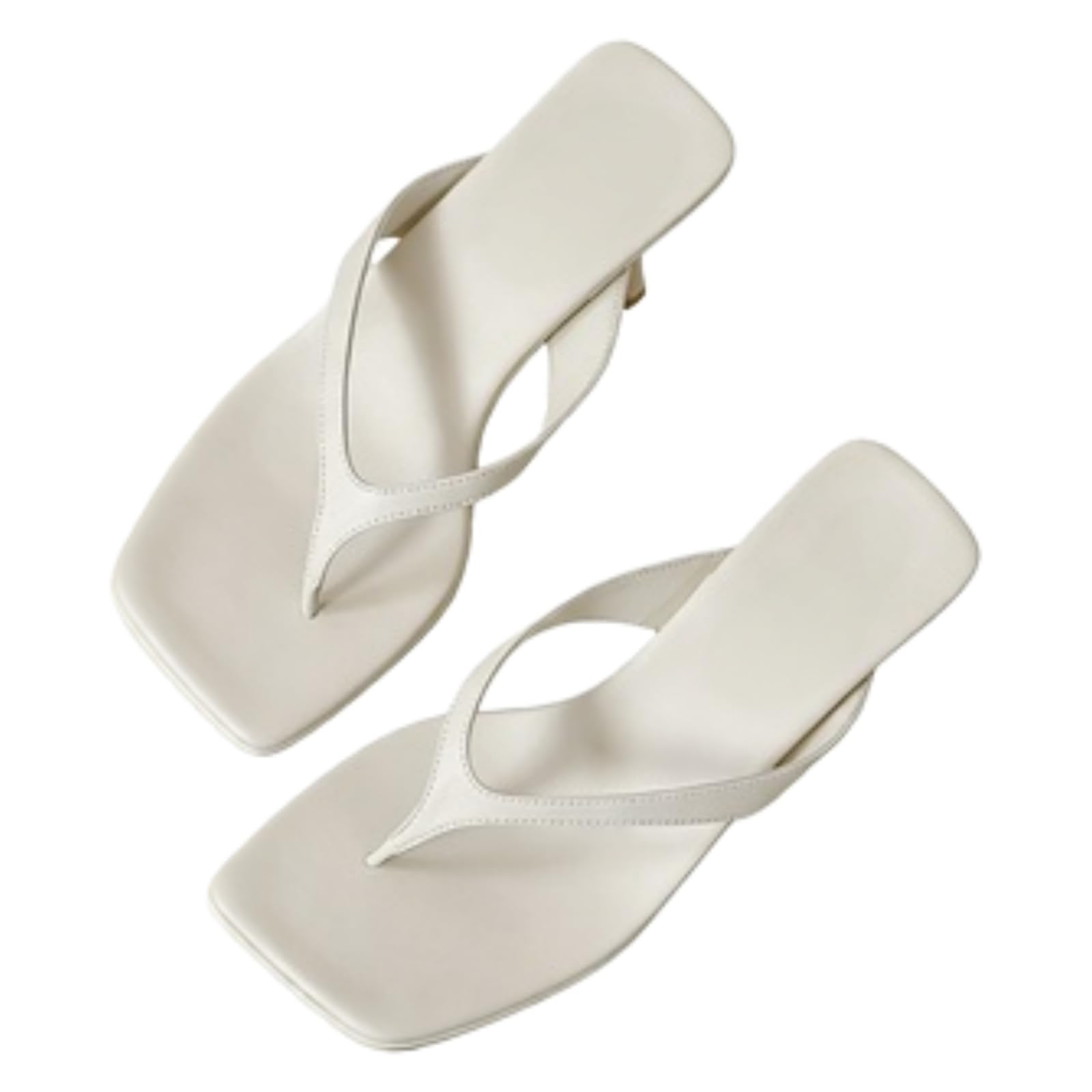 Pantofole da donna con tacco a gattino, infradito con punta quadrata, sandali estivi in morbida pelle con cinturino sottile, basso comfort casual da spiaggia