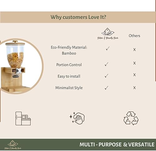 Miniatura 11 de Future & Friendly Finds Dispensador de cereales de bambú de 2 litros, elegante y duradero, recipiente de almacenamiento hermético para despensa y