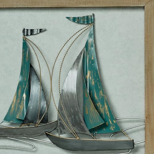 Touch of Class Coastal Tropical Sails Tropical Style Metal Wall Art | Palm Trees with Sailboats Hanging Decor for Bedroom, Living Room, Foyer, Hallway - Image 4