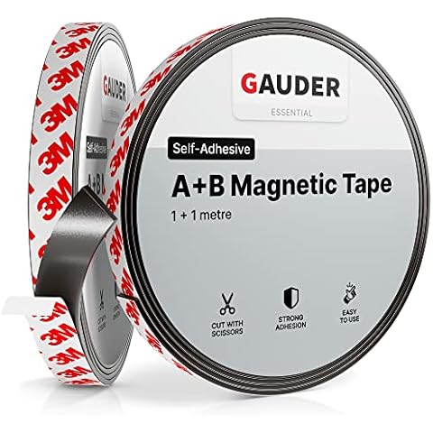GAUDER A+B Magnetic Tape | Magnet Strips for Fly Screen and Mosquito Net | Self Adhesive Magnet Roll Side A and B (1m + 1m) Cover