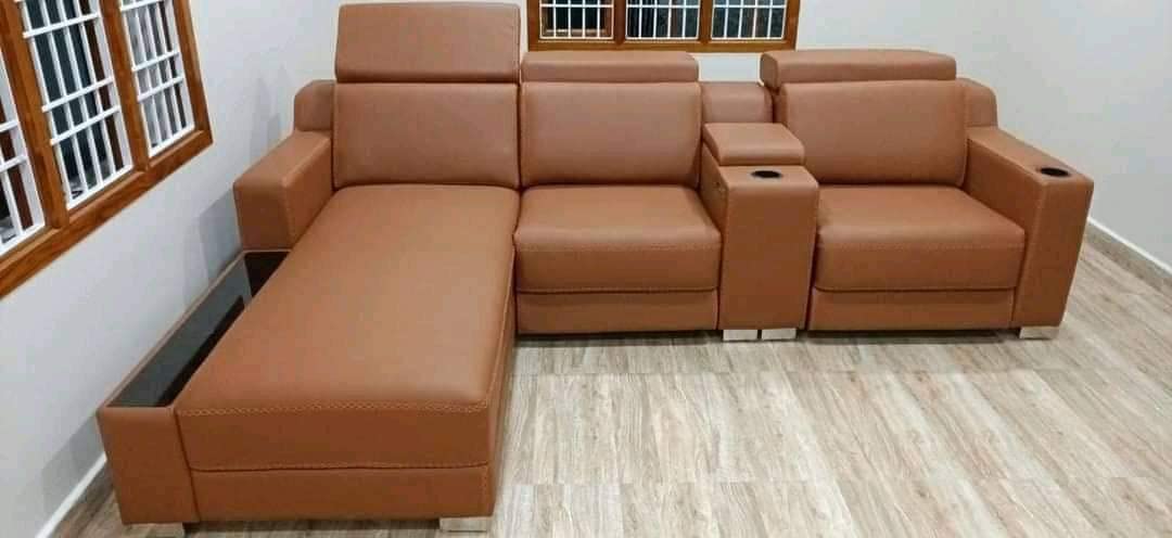 Woodsfreak Wood Luxury Furniture Genuine Leather Sofa Modern Leather Sofa Set for Living Room, Dark Brown-image-8