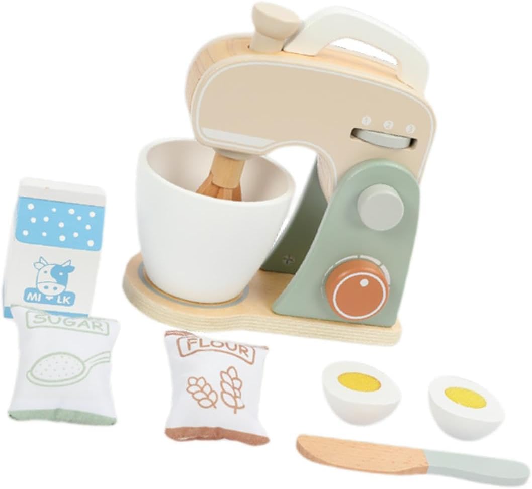 Simhoa Wooden Toy Mixer Set Small Appliances Toys for Children Girls Boys