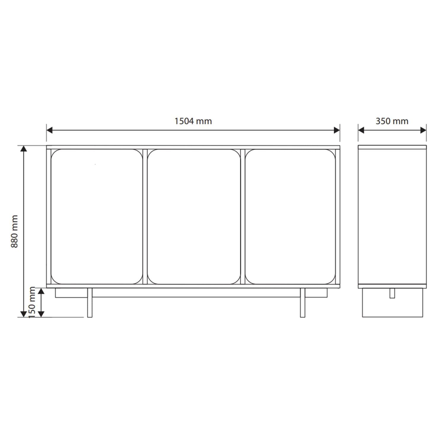 Selsey Wuwu - Cassettiera a 3 ante, 150 cm, con spinta verso l'aperto, colore: grigio/beige