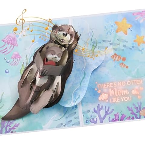 VIVIKEN Otter Pop Up Mother's Card for Mom, LIGHTS & MUSIC 3D Happy Mothers Day Card from Son Daughter, Cute Mother Day Greeting Card for Mom, There’s No Otter Mom Like You... Cover