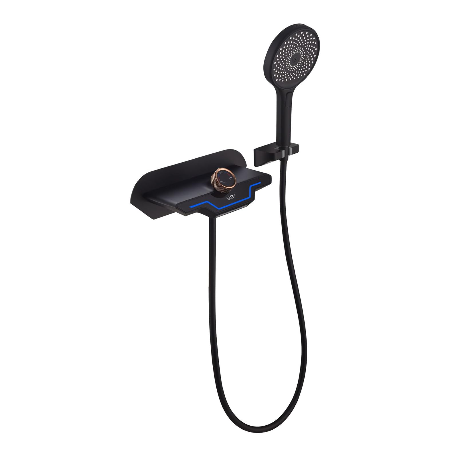 Mitigeur de douche effet cascade blanc NZPOST à jet modulable 3 modes et fixation murale solide