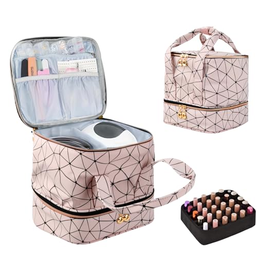 Sac de Rangement Sac de Voyage pour Vernis à Ongles, Trousse de Maquillage Organisateur de Vernis à Ongles, Grand Boite Rangement Vernis a Ongle, Sac de...