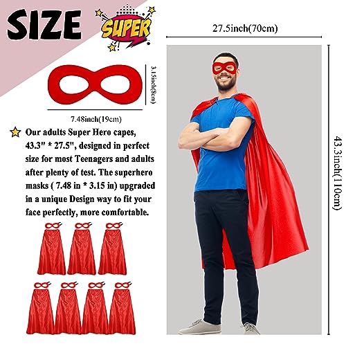 Superhero Capes and Masks for Adults Bulk-Men Women Super Hero Costume Halloween Dress Up Party Favors -7 Pack (Multicolored) - Thumbnail 5