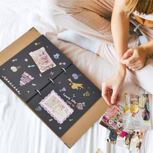 Álbum de fotos DIY para scrapbooking, tapa dura kraft, tamaño 8,3" x 10,5", 60 páginas, con pegamento de encaje, plantillas y pegamentos para esquinas, color caqui miniatura 5