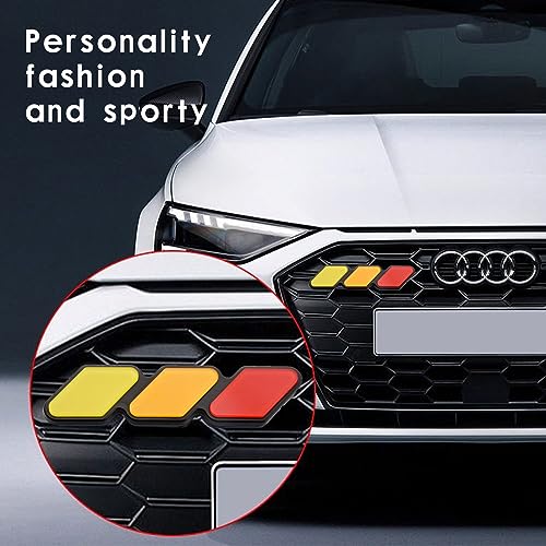 Image of ZKFAR 1 PC Tri-Color Grille Badge Emblem Decoration, Insert Car Truck Label Accessories, Emblem Decoration Compatible with Tacoma 4Runner Tundra (Yellow & Orange & Red)