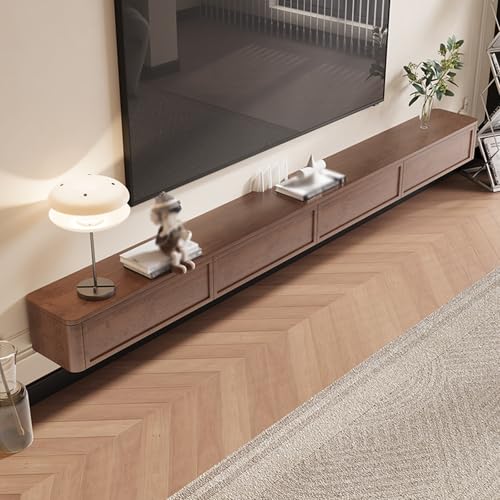 Estante Flotante para TV, Mueble De TV De Madera, Consola Multimedia De Pared, Gran Capacidad De Almacenamiento, Moderno Centro De Entretenimiento Flotante para Oficina(Brown,180cm)