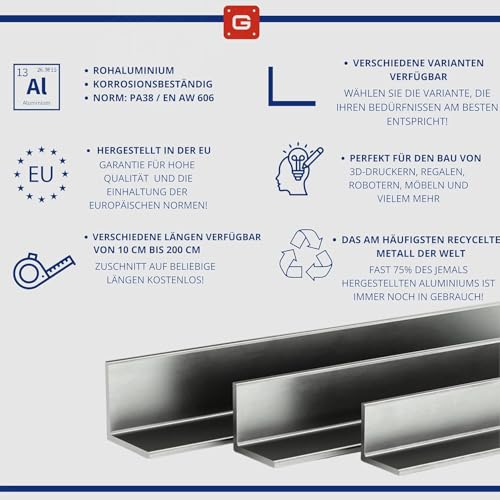 GAL - INDUSTRIAL Kątownik Aluminiowy 30x20 mm | Grubość 2 mm | Długość 140 cm | Surowe Aluminium EN6060 PA38 | Cięcie na Wymiar | Lekki i Wytrzymały Profil Aluminiowy | Przemysł, Meblarstwo i DIY