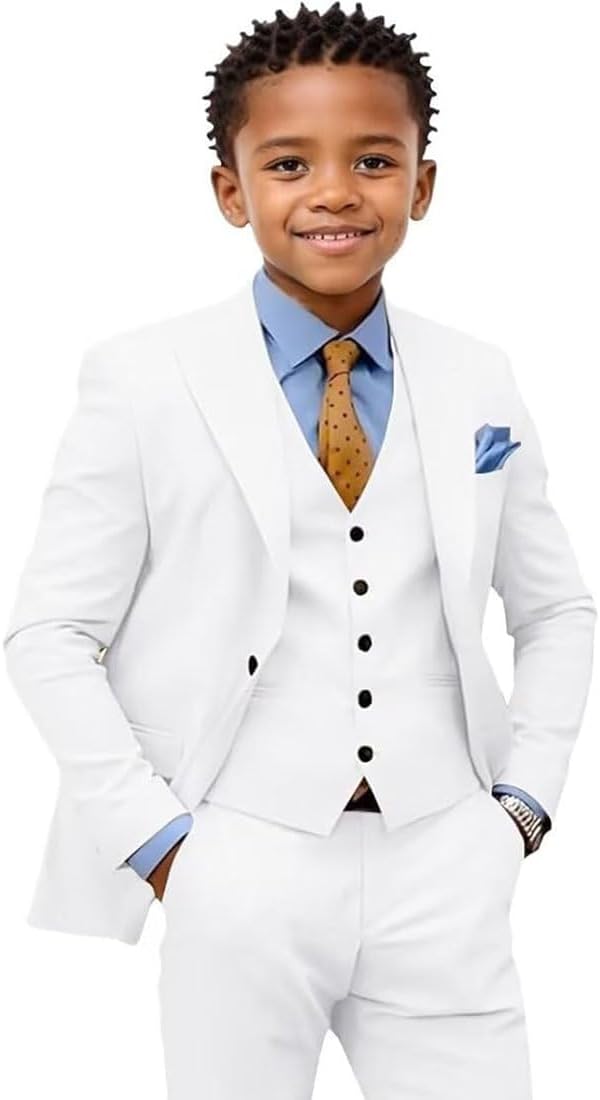 Mi Bo Tong Prom Party Suit for Boys Formal Slim Fit Boys Blazer Tuxedo 3 Piece for Wedding Kids Outfits