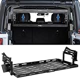 JOYTUTUS Rear Cargo Rack Basket Compatible with Wrangler JL 2018-2023 (Hard-Top Only, Not Fit 2024-2026), 350 LBS Adjustable Height Trunk Interior Luggage Basket Big Storage Carrier, Black
