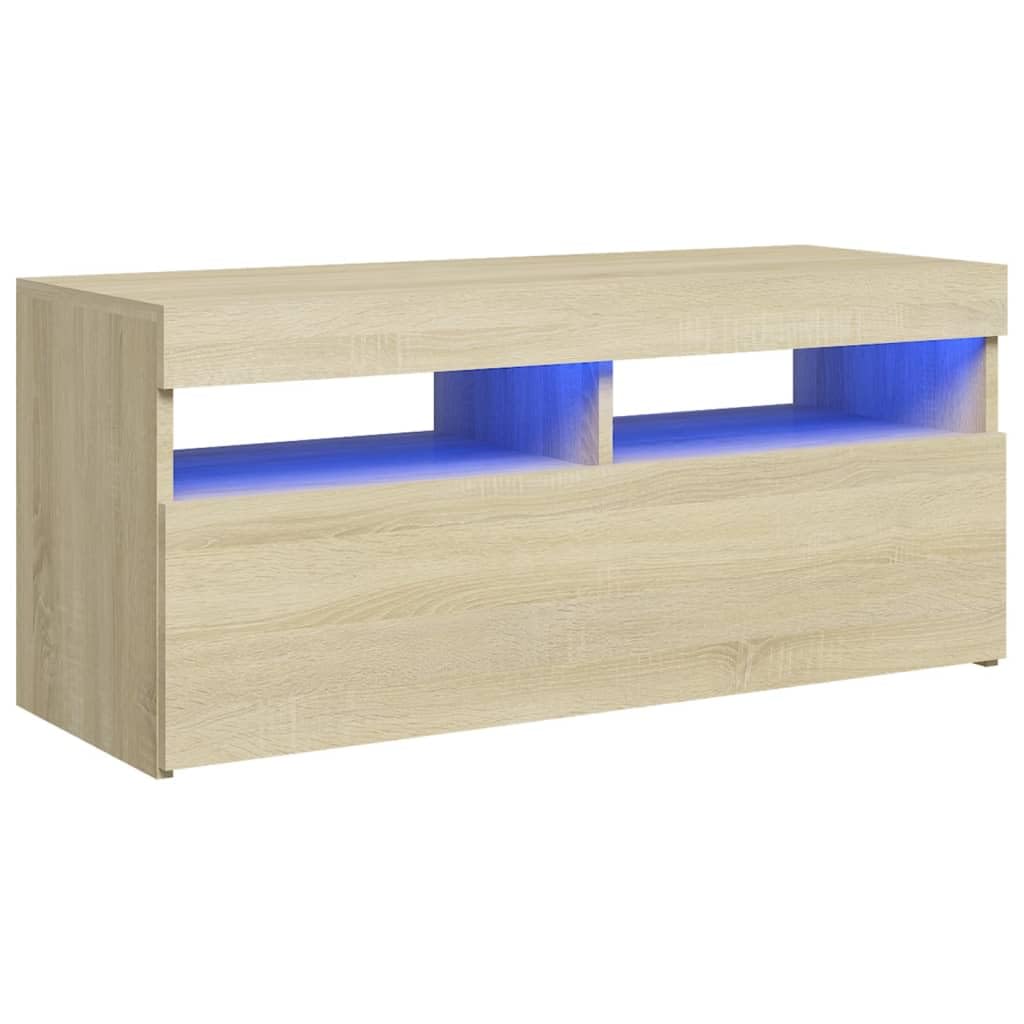 vidaXL TV Cabinet with LED Lights Hifi Stand Media Unit Entertainment Centre Modern TV Unit Desk Bedroom Living Room Furniture Sonoma Oak — image 1