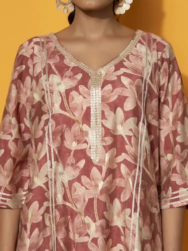 Image of Libas Womens Printed Silk Blend Co ord Set for Women | daily wear | casual wear | office wear