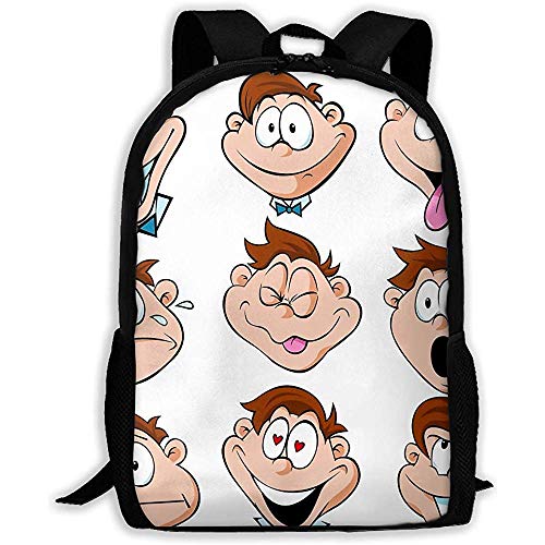 Preisvergleich Produktbild huatongxin Rucksack Emotions Man with Many Facial Expressions Büchertasche Casual Reisetasche für Teen Boys Girls