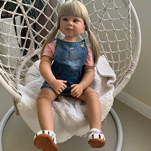 Muñeca Reborn Toddler de 34 pulgadas con cuerpo de vinilo rígido miniatura 4