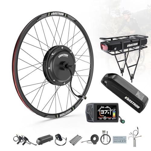 Varstrom 48V 1000W 1500W Kit Conversion a Bicicleta Electrica, Kit Motor Buje Delantero & Trasero 26 27,5 28 29 Pulgadas 700C con Pantalla Opcional & Batería, Ebike Kit Casette & Freno Disco MTB CTB