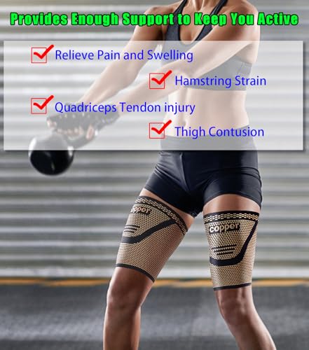 Image of 1 Pair Thigh Compression Sleeve, Hamstring Compression Sleeve for Men and Women, Anti-Slip Upper Leg Sleeves for Recovery, Running, Sports and Workout