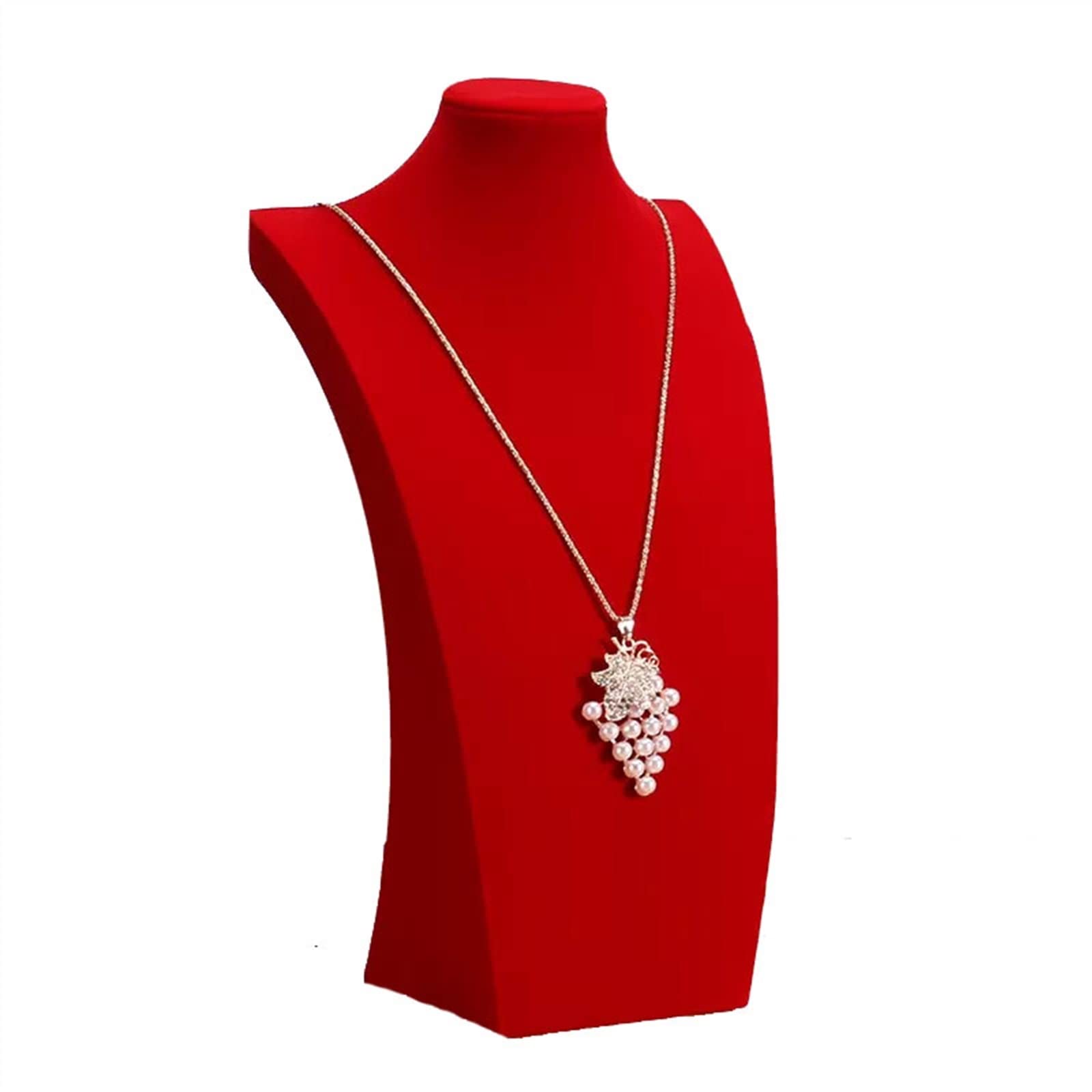 GAROEN Jewelry Display Stand Necklace Display Stand Red Velvet Necklace Bust Display 3D Jewelry Chain Organizer Mannequin Model Display Stand Holde