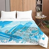 Highdi Sommer Bettdecke, Druck der Schildkröten-Serie Atmungsaktive Leicht Dünn Sommerdecke, Weich & Hautfre&lich Bettdecke, Mikrofaser Tagesdecke für Sofaüberwurf (150x200cm,Blau)