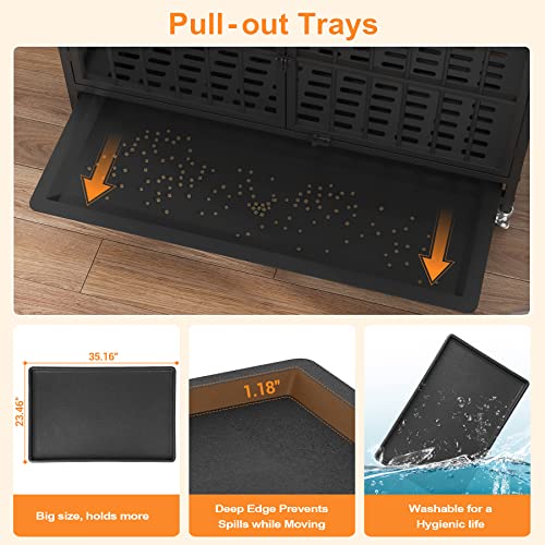 Indestructible-Dog-Crate-BOINN-42-inch-Heavy-Duty-Extra-Large-Dog-Crate-Furniture-for-Large-Medium-Dog-with-Removable-Trays-3-Door-4-Lockable-Wheels-5-Locks-XL-Dog-Kennel-Furniture-Indoor Indestructible Dog Crate BOINN 42 inch Heavy Duty Extra Large Dog Crate Furniture for Large Medium Dog with Removable Trays 3 Door 4 Lockable Wheels 5 Locks XL Dog Kennel Furniture Indoor