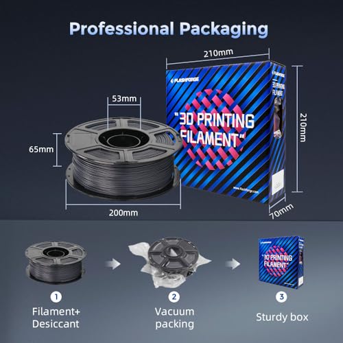 Image of FLASHFORGE Carbon Fiber PETG Filament 1.75mm, Carbon Fiber PETG 3D Printer Filament, 1KG Spool Dimensional Accuracy + /- 0.02mm, Lightweight & Heat-Resistant & Moisture Free (Volcanic Rock Gray)