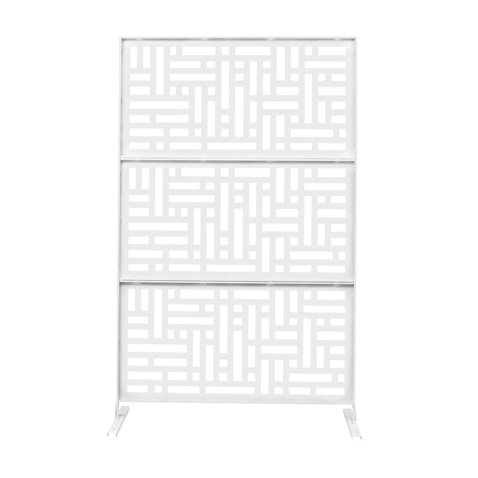 Cloison de Séparation Indépendante 3 Pièces, Paravent avec Support, Brise-vue pour l'Extérieur, Cloison pour Décoration Intérieure Salon Salle à Manger Chambre, 120x40x190 cm, Blanc