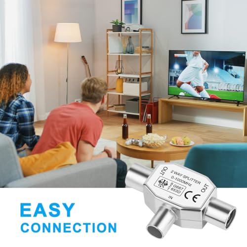 AXFEE Digital Signal Antenna Splitter, 2 Way 1 Male to 2 Female TV Aerial Coax Splitter, Compatible with Cable TV Antenna, Shielded Metal Housing - Image 6