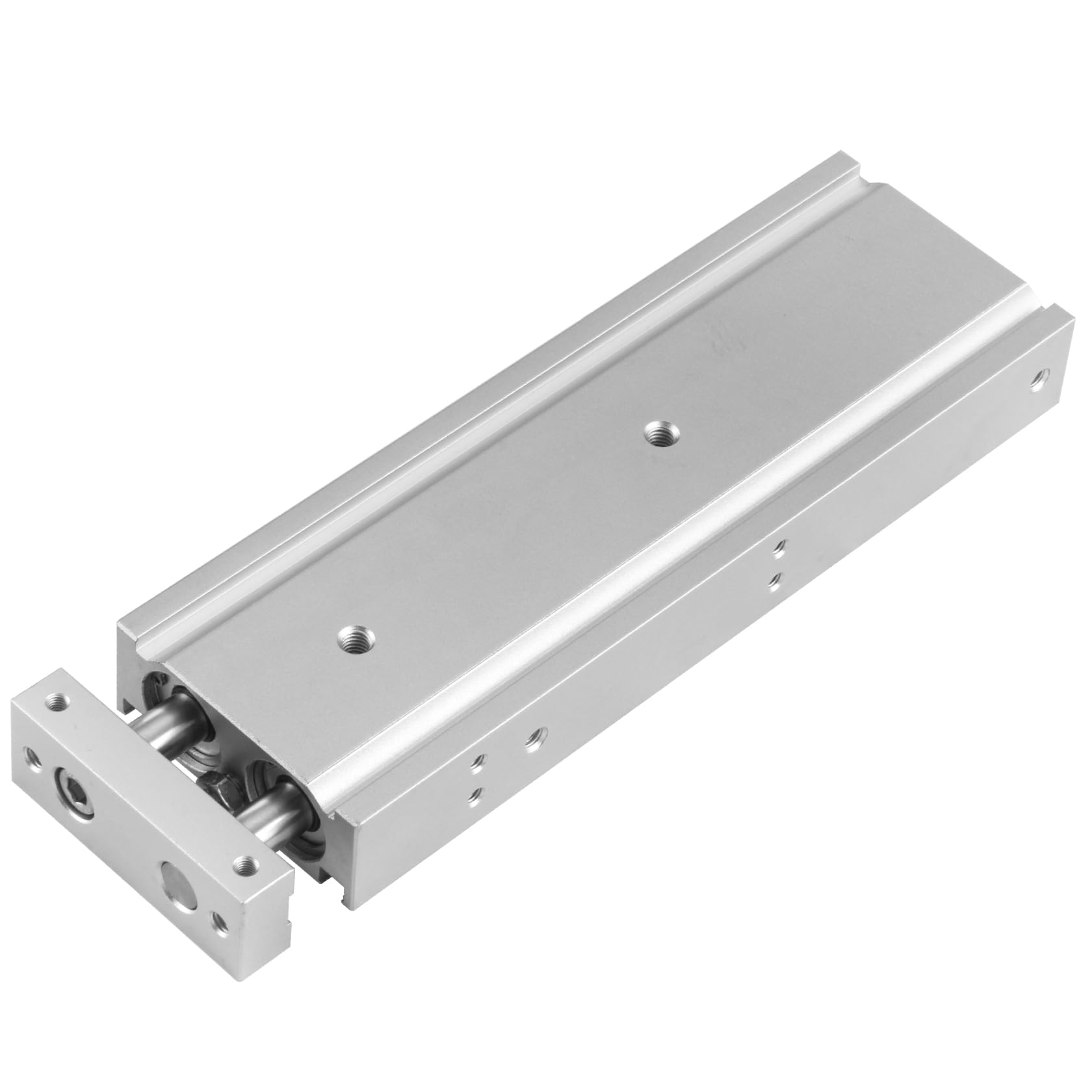 Heschen Cilindro neumático de aluminio doble, CXSM 20-120, Guía Varilla Placa Varilla doble Guiado Neumático, rodamiento deslizante amortiguado, Diámetro de 20mm, carrera de 120mm, doble acción