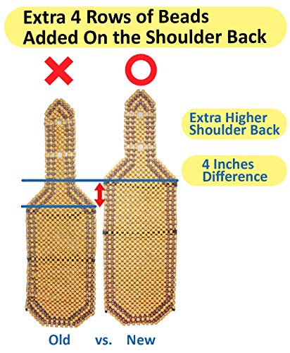 Obbomed Sw-7210 4" Higher Shoulder Back For Better Ventilation & Massage Natural Wooden Beaded Car Seat Cover, With Durable Nylon String & Secure Fitting - Size : 50.4" X 15.4" / 132 X 38.5 Cm #TOP1