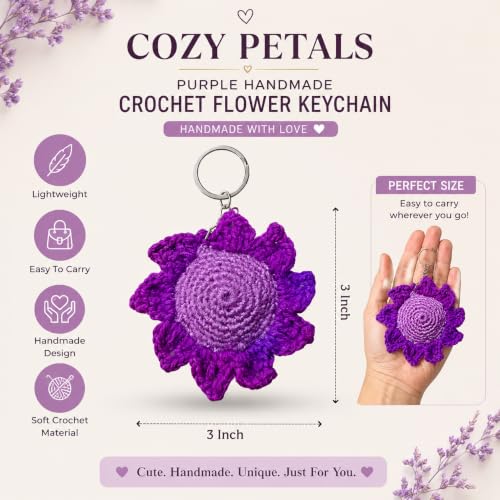 Image of Handmade Crochet Keychain Flower Design